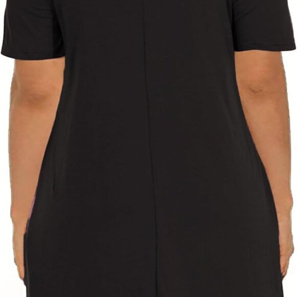 Women Plus Size Short Sleeve Cold Shoulder Swing Dress with Pockets Casual - Picture 2 of 6